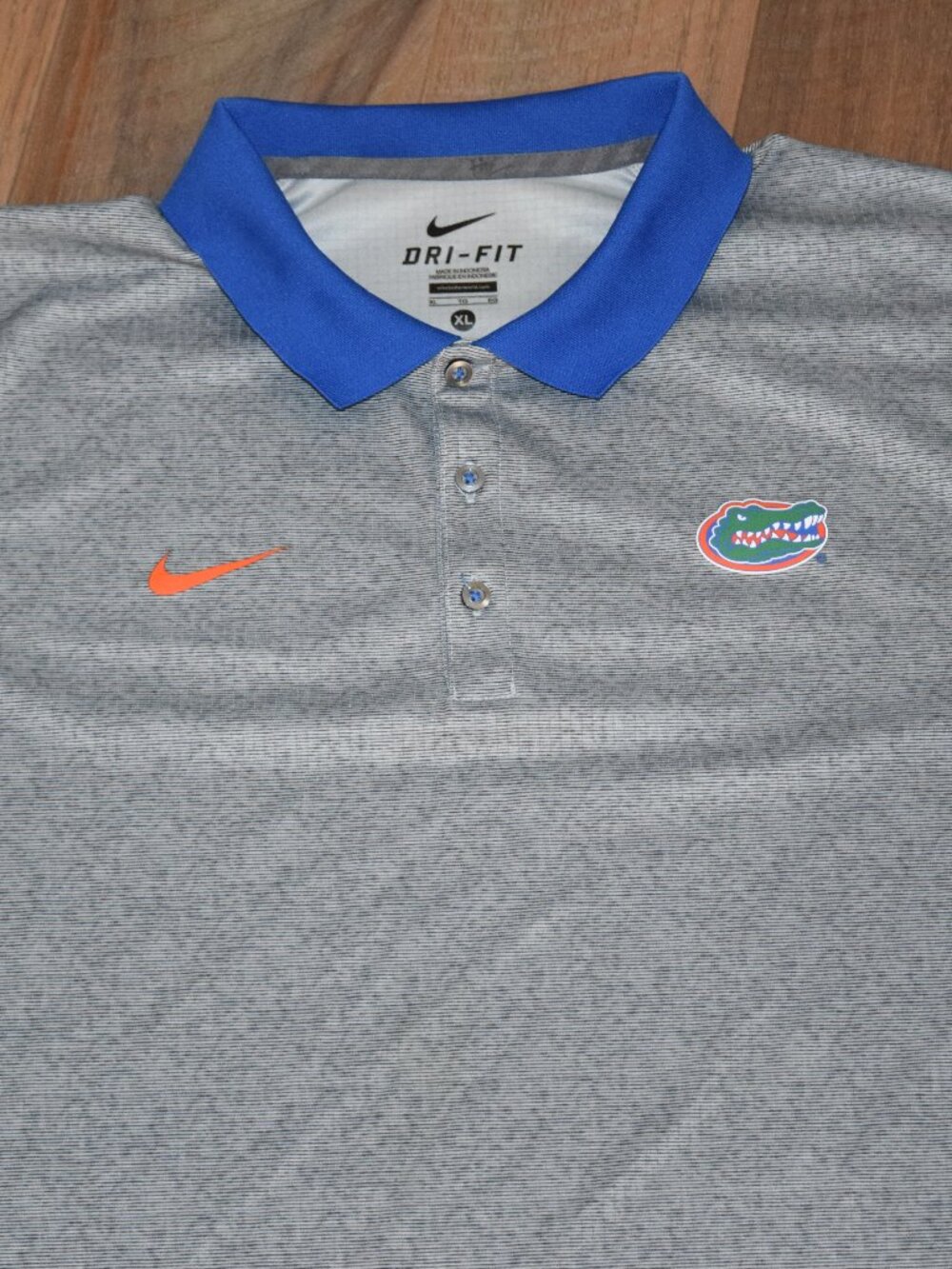 Men's XL Nike Dri-Fit Florida Gators Polo Golf Shirt Blue Gray Stripe 33496X U21